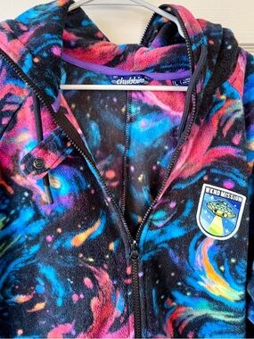 Chubbies Men’s Galaxy Fleece romper - Black Galactic Odyssey size Large